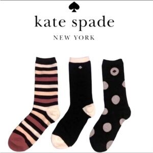 Kate Spade Black and Pink Casual Crew Socks Set